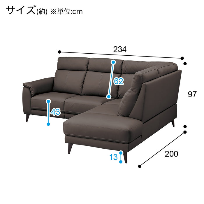 CORNER SOFA LB07 LEATHER LC DBR