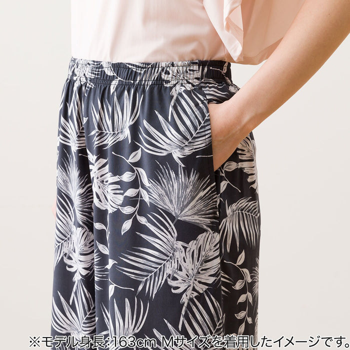 WOMENS COOL LONG LENGTH ROOM PANTS LEAF PATTERN L