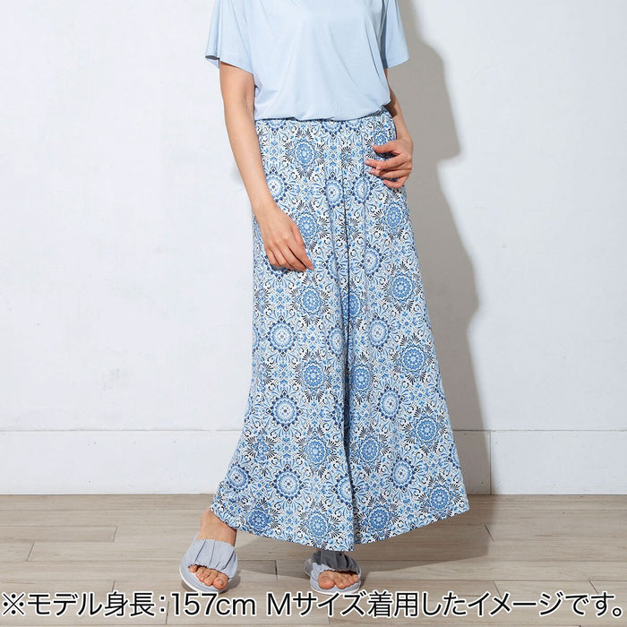 WOMENS COOL LONG LENGTH ROOM PANTS TILE PATTERN L