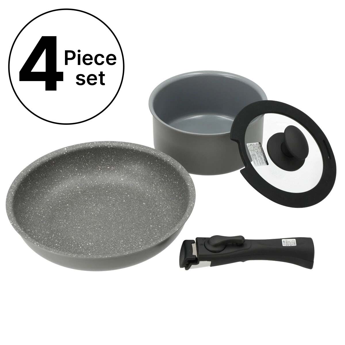 Lagostina Ingenio Essential Cookware Set, Aluminium, Black 10 Pieces Black